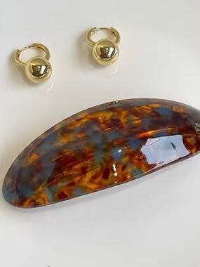 Tortoiseshell Resin Hair Barrette with Gold Accent